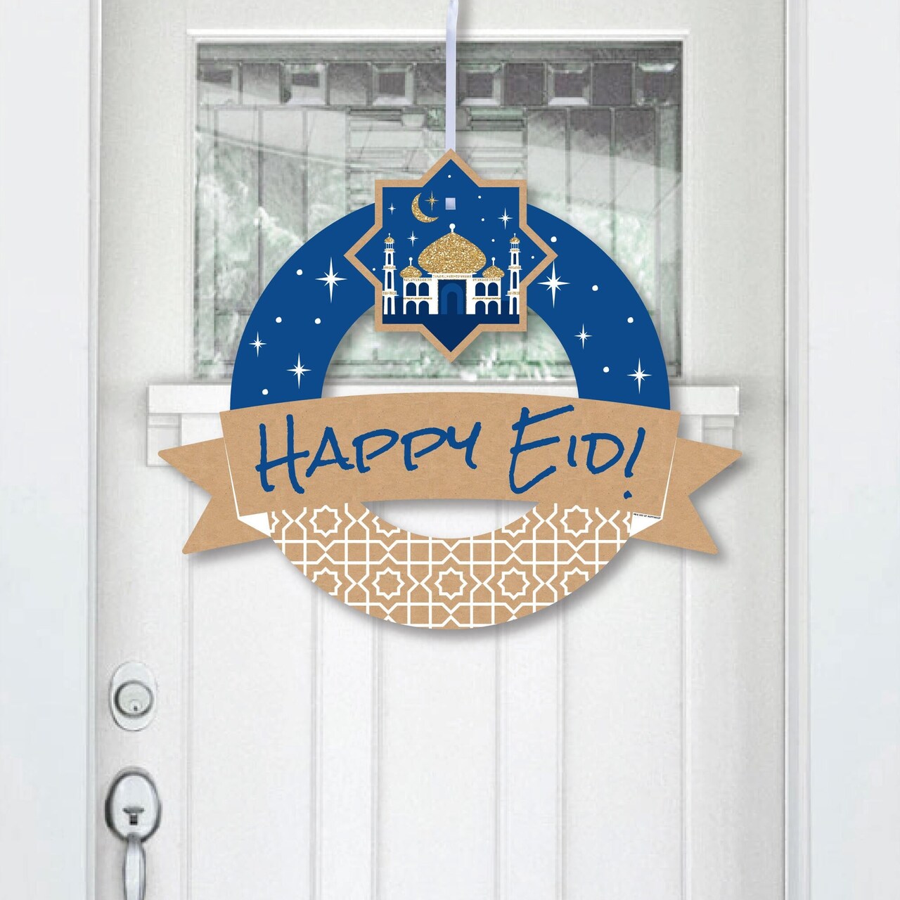 Big Dot of Happiness Eid Mubarak - Outdoor Ramadan Party Decor - Happy Eid Front Door Wreath